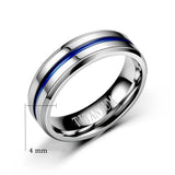 Men's Women's Titanium Blue Groove Ring - Black - Women's - 6mm Ring - 13 - Tungsten Carbide - image 6