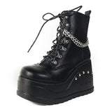 Women's Gothic Punk Platform Ankle Boots - Black - 1 / Matte / Ankle Boots - 43 B - PU Leather - image 31