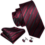 Men's 3 Pcs Classic Formal Tie Sets - Red/Black - 5022 - One Size - Silk - image 37