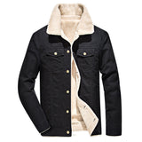 Men's Washed Thick Fleecy Winter Jacket - Black - Fleecy Jacket - 6XL - Cotton - image 15