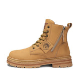 Men's High Top Boots Leather Work Boots - Yellow - 0225  / Work Dress Boot - 48 B - PU Leather - image 17