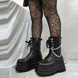 Women's Gothic Punk Retro Biker Boots - Black - 1 / Combat Boots - 10 B - PU Leather - image 22