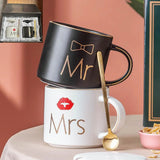 Mr and Mrs Coffee Mugs Bridal Gift-Set - White/Black - Mr and Mrs 2 Cup Set - 400ml - Ceramic - image 47