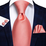 Men's 3 Pcs Stylish Pink Silk Tie Sets - Salmon - SJT-3098 - One Size - Silk - image 6