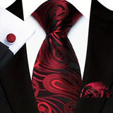 Funki Buys | Neckties | Men's 3 Pcs Luxury Red Swirls Tie Set