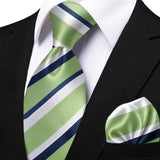 Men's 3 Pcs Striped Jacquard Tie Set - Blue - 2 - One Size - Polyester - image 39