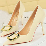 Funki Buys | Shoes | Women's Square Buckle Pointed Toe Pumps