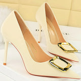 Funki Buys | Shoes | Women's Square Buckle Pointed Toe Pumps