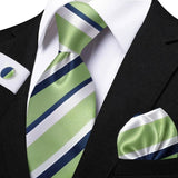 Men's 3 Pcs Striped Jacquard Tie Set - Blue - 2 - One Size - Polyester - image 9