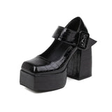Women's Stone Pattern High-Heel Platform - Red - Chunky Platforms - 43 B - PU Leather - image 3