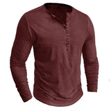 Men's Casual Long Sleeve Henly Shirt - Khaki - Long Sleeve Tee Shirt - 5XL - Polyester - image 39