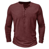 Men's Casual Long Sleeve Henly Shirt - Khaki - Long Sleeve Tee Shirt - 5XL - Polyester - image 38