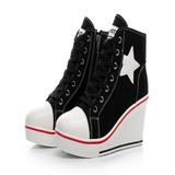 Women's Canvas Elevator Platform Sneaker - Black - Platform Sneakers - 43 B - Canvas - image 27