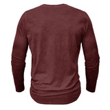 Men's Casual Long Sleeve Henly Shirt - Khaki - Long Sleeve Tee Shirt - 5XL - Polyester - image 36