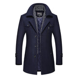 Men's Long Winter Warm Lined Dust Coat - Dark Blue - Long Dust Jacket - 4 XL - Polyester - image 17