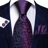 Funki Buys | Neckties | Men's 3 Pcs Purple Black Formal Slk Tie Set