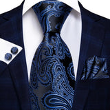 Funki Buys | Neckties | Men's 3 Pcs Blue Paisley Formal Tie Set