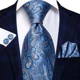 Funki Buys | Neckties | Men's 3 Pcs Soft Blue Paisley Tie Set