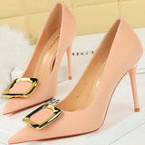Funki Buys | Shoes | Women's Square Buckle Pointed Toe Pumps