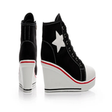 Women's Canvas Elevator Platform Sneaker - Black - Platform Sneakers - 43 B - Canvas - image 35