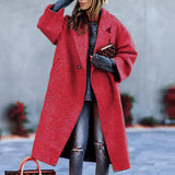 Women's Soft Woolen Loose Overcoat - Red - Ladies Coat - XXL - Wool Blend - image 21