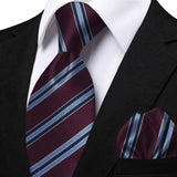 Men's 3 Pcs Striped Jacquard Tie Set - Blue - 2 - One Size - Polyester - image 45