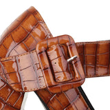 Women's Stone Pattern High-Heel Platform - Red - Chunky Platforms - 43 B - PU Leather - image 37