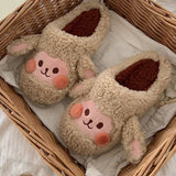 Women's Fluffy Winter Slippers - Khaki - 2 / Sheep Slides - 36-37 - Plush - image 13