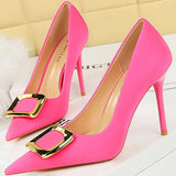 Funki Buys | Shoes | Women's Square Buckle Pointed Toe Pumps