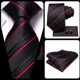 Funki Buys | Neckties | Men's 3 Pcs Black Red Striped Tie Set