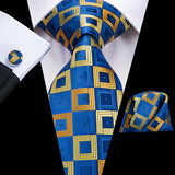 Funki Buys | Neckties | Men's 3 Pcs Luxury Gold Squares Tie Set