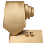 Funki Buys | Neckties | Men's 3 Pcs Luxury Champagne Gold Tie Set
