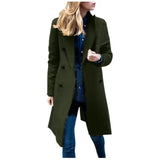 Women's Long Slim Wool Blend Coat - Army Green - Double Breasted Coat - 6XL - Wool Blend - image 5