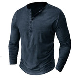 Men's Casual Long Sleeve Henly Shirt - Khaki - Long Sleeve Tee Shirt - 5XL - Polyester - image 40