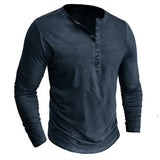 Men's Casual Long Sleeve Henly Shirt - Khaki - Long Sleeve Tee Shirt - 5XL - Polyester - image 47