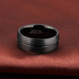 Tungsten Brushed Black Bevilled Bands - Black - Wedding Band 8mm - 13 - Tungsten - image 2