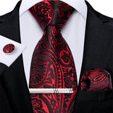 Funki Buys | Neckties | Men's 4 Pcs Formal Silk Red Tie Sets