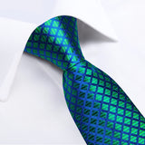 Funki Buys | Neckties | Men's 3 Pcs Teal Geometric Tie Set