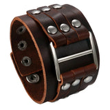 Unisex Leather Studded Wristband - Brown - Gothic Bracelet - Medium - PU Leather - image 10