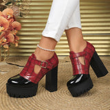 Women's Chunky Block Heeled Mary Janes - White - High Mary Janes - 42 B - PU Leather - image 28