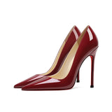 Women's Luxury Patent Leather Stilettos - Burgundy - 12cm - 43 B - Genuine Patent Leather - image 6