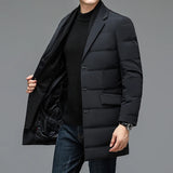 Men's Quality Down Winter Warm Jacket - Black - 1 / Long / Down Dress Jacket - 4XL (EUR XL) - Polyester/Down - image 8