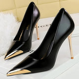 Women's Dress Shoes Metal Toe and Heel - Black - 9.5cm Shoes - 40 B - PU Leather - image 28