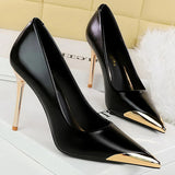 Women's Dress Shoes Metal Toe and Heel - Black - 9.5cm Shoes - 40 B - PU Leather - image 30