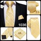 Men's 3 Pcs Classic Yellow Gold Tie Sets - Gold - C-3053 - One Size - Silk - image 35