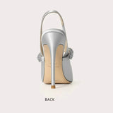 Women's Luxury Diamante Satin Stilettos - Champagne - 10 cm Heel Shoes - 45 B - Satin - image 15