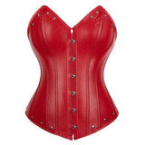 Women's Faux Leather Fitted Corset - Red - Hook Up Corset - 7XL - PU Leather - image 17