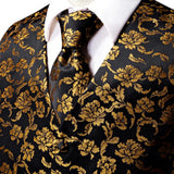 Men's 5 Pcs Luxury Grooms Vest Tie Set - Black/Gold - 5Pcs Set - MJ-0031-0090 - XXXL - Silk - image 10