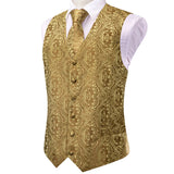 Men's 5 Pcs Premium Gold Vest Tie Set - Dark Gold - 5Pcs Set - MJ-3202_0036 - XXXL - Silk - image 4