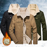 Men's Washed Thick Fleecy Winter Jacket - Army Green - Fleecy Jacket - 6XL - Cotton - image 6